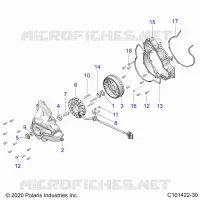 ENGINE, STATOR COVER AND FLYRUEDA