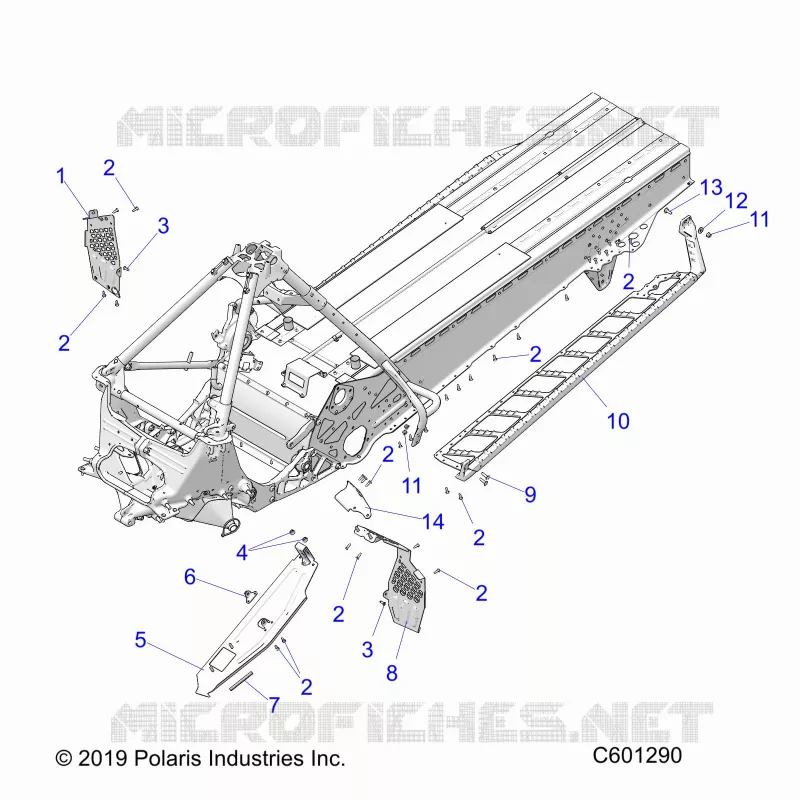 CHASSIS, PROTECCIÃ³N DEL EMBRAGUE, FOOTRESTS, AND RUNNING BOARDS