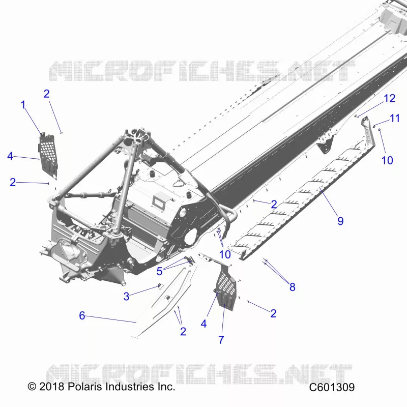 CHASSIS, PROTECCIÃ³N DEL EMBRAGUE, FOOTRESTS, AND RUNNING BOARDS