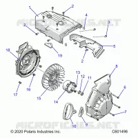 ENGINE, BLOWER HOUSING AND ARRANQUE DE RETROCESO