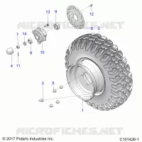RUEDAS, FRONT TIRE AND BRAKE DISK