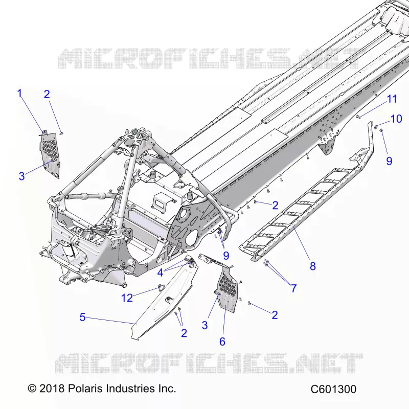 CHASSIS, PROTECCIÃ³N DEL EMBRAGUE, FOOTRESTS, AND RUNNING BOARDS