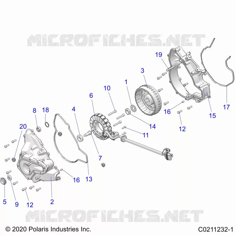ENGINE, STATOR COVER AND FLYRUEDA