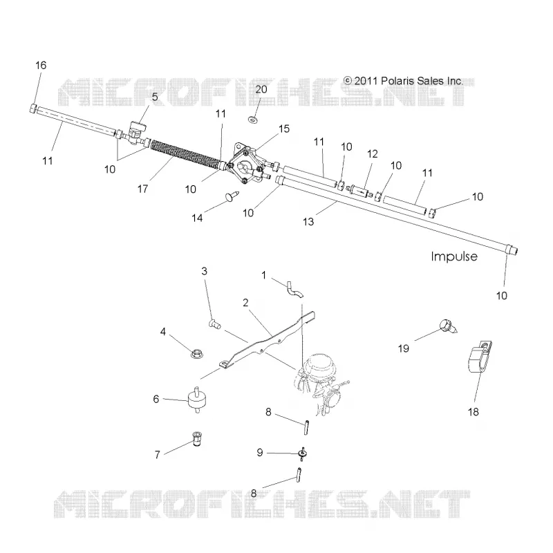 MOTOR, CARBURADOR MOUNTING AND GASOLINA LINES