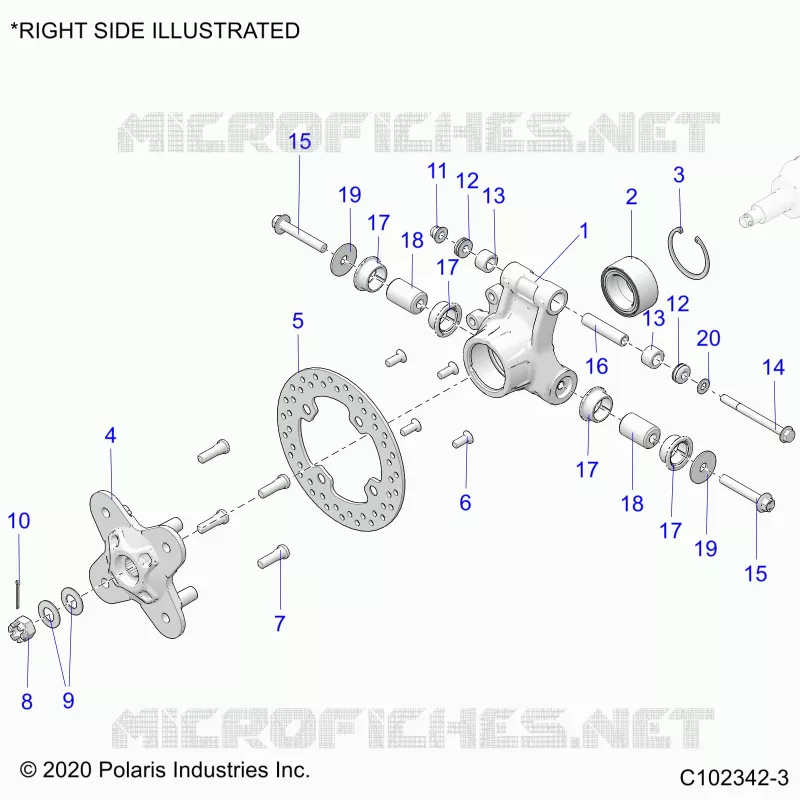 SUSPENSION TRASERA HUB, CARRIER AND BRAKE DISC