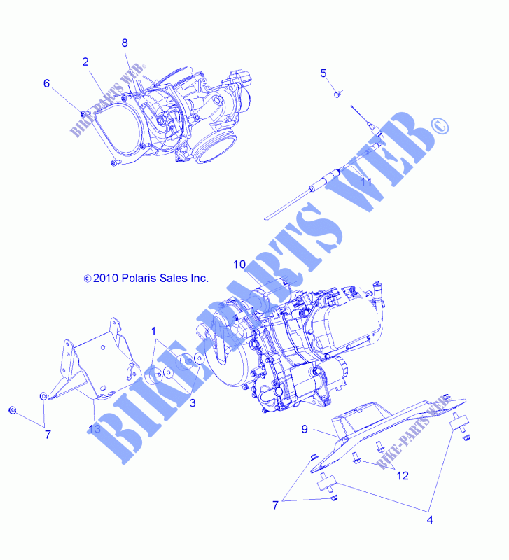 MOTOR, MOUNTING   R11WH76AG/AR/WY76AE/AH/AJ (49RGRMOTORMTG11800CREW) para Polaris RANGER 4X4 800 EFI CREW 2011