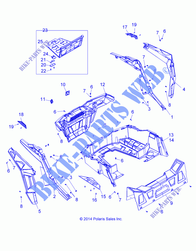 Las asas de AND FENDERS   Z15VBE87FK/JK (49RGRRACKMTG15RZR900) para Polaris RZR 900 60 INCH EPS INTL 2015