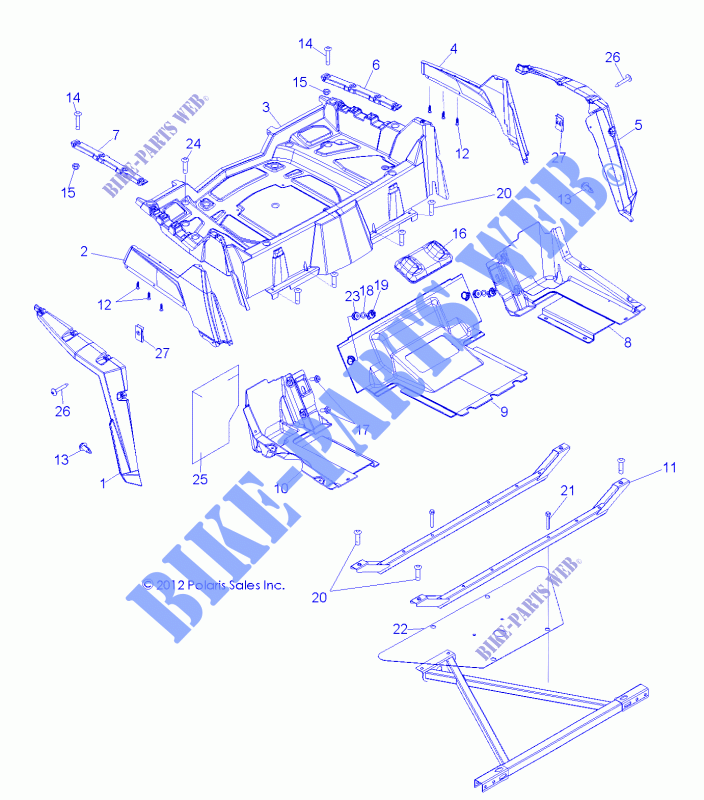 Las asas de and FENDERS   Z14XE7EAL/X (49RGRRACKMTG13RZR4) para Polaris RZR 4 800 EPS LE 2014