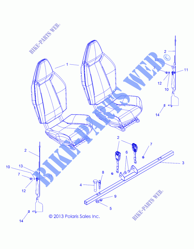 ASIENTO MOUNTING and BELTS   Z14VH57AD/6EAI/6EAW (49RGRASIENTOMTG14RZR570) para Polaris RZR 570 / EPS LE 2014