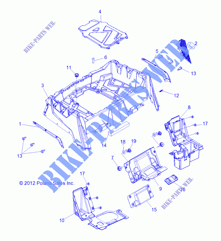 Las asas de and FENDERS   Z14VH57AD/6EAI/EAW (49RGRRACKMTG13RZR600) para Polaris RZR 570 / EPS LE 2014