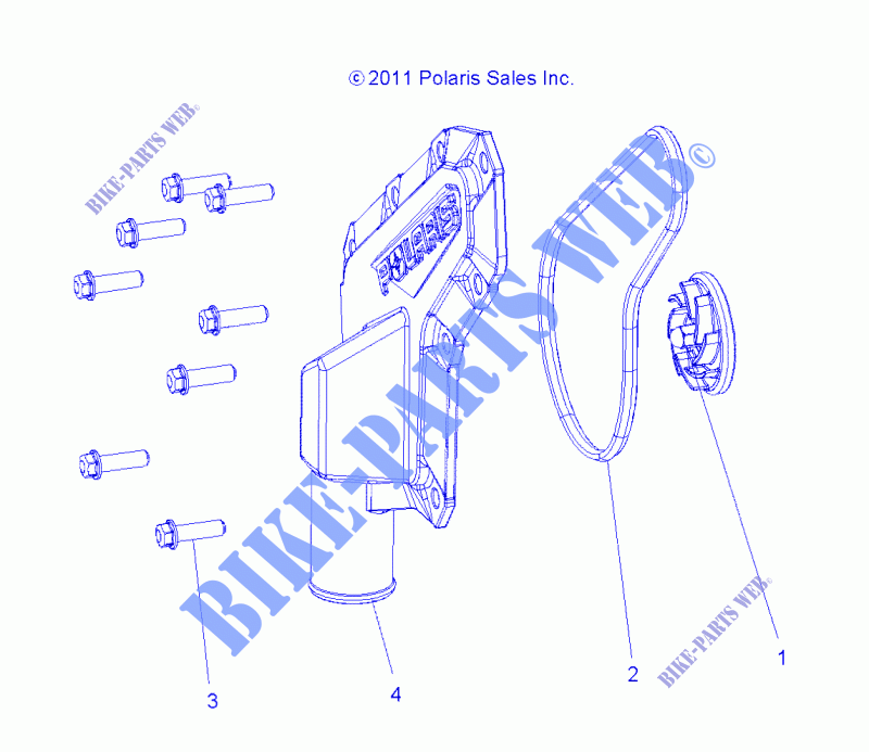 MOTOR, WATERPUMP IMPELLER and COVER   Z14VH57AD/6EAI/6EAW (49RGRWATERPUMP12RZR570) para Polaris RZR 570 / EPS LE 2014