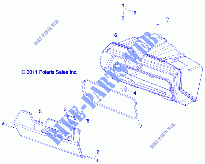 GUANTERA   Z14JT87AD/9EAO/9EAOL/9EAL (49RGRGLOVEBOX12RZR) para Polaris RZR 900 / EPS LE 2014