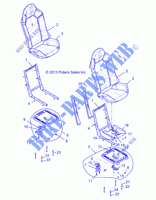 ASIENTO ASM. AND SLIDER   Z146T1EAM/EAW (49RGRASIENTO1410004) para Polaris RZR XP 4 1000 EPS 2014