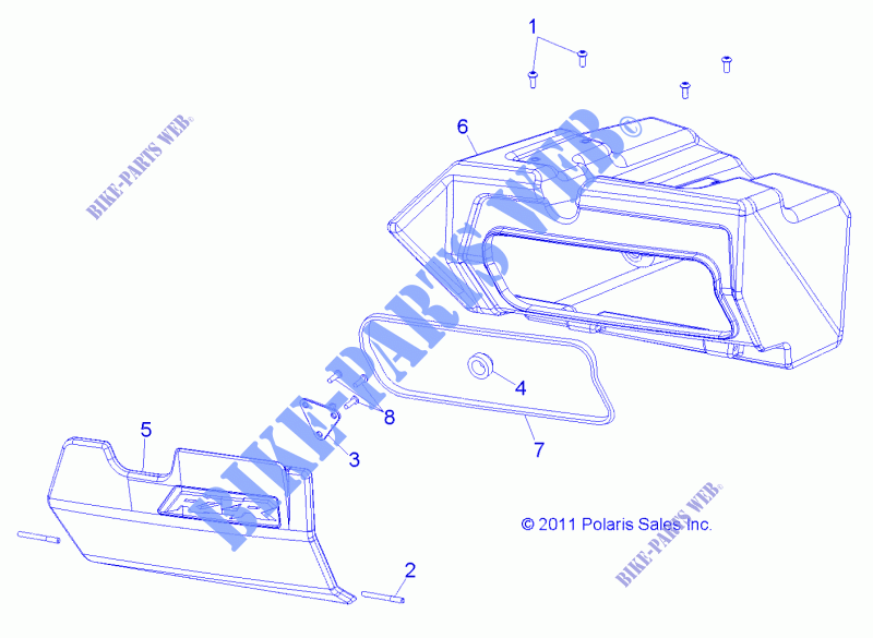 GUANTERA   R12VE76AB/AD/AE/AJ/AO (49RGRGLOVEBOX12RZRS) para Polaris RZR S 800 EFI 2012