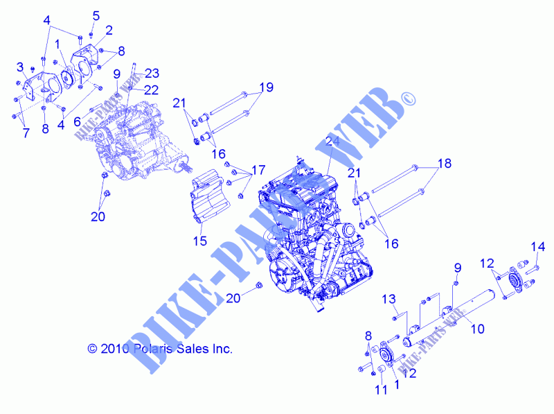 MOTOR, montaje de la transmisión   R12JT87AB/AD/AS/AW/9EAW (49RGRMOTORMTG11RZR875) para Polaris RZR XP 900 EFI 2012