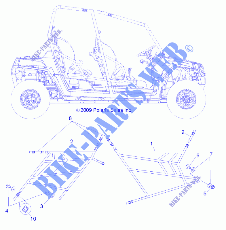 Redes laterales   R11XY76FX (49RGRNETS10RZRS4) para Polaris RZR 4 INTL 2011