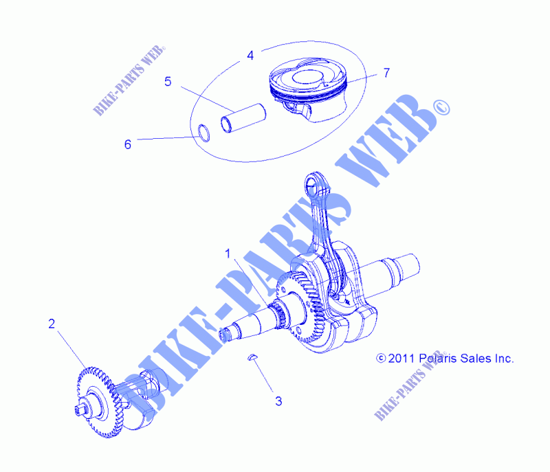MOTOR, CIGUEÑAL, PISTON AND BALANCE SHAFT   Z17VHA57A2/E57AU (49RGRPISTON12RZR570) para Polaris RZR 570 2019