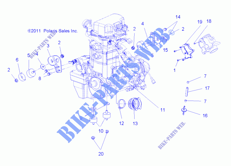 MOTOR, MOUNTING   A14CF76FA (49ATVMOTORMTG136X6) para Polaris SPORTSMAN 800 EFI 6X6 FOREST 2014
