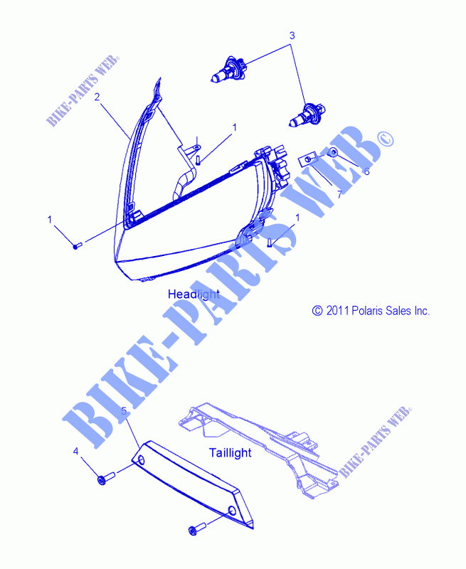 FARO and LUZ DE LA COLA   S15CT5BEL/BSL/BSM (49SNOWHEADLGHT12SBASLT) para Polaris INDY 2015