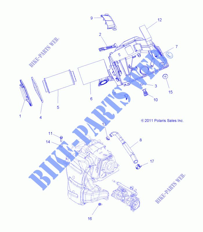 MOTOR, TOMA DE AIRE   A14YN8EAJ/EAT (49ATVAIRADMISIÓN12SP850F) para Polaris SPORTSMAN WV850 HO TERRAINARMOR 2014