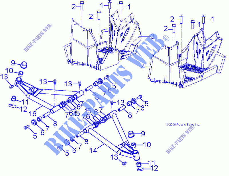CHASIS, A ARM and REPOSAPIÉS   A14FA09AA (49ATVSUSPFRT07OTLW90) para Polaris SPORTSMAN 90 2014