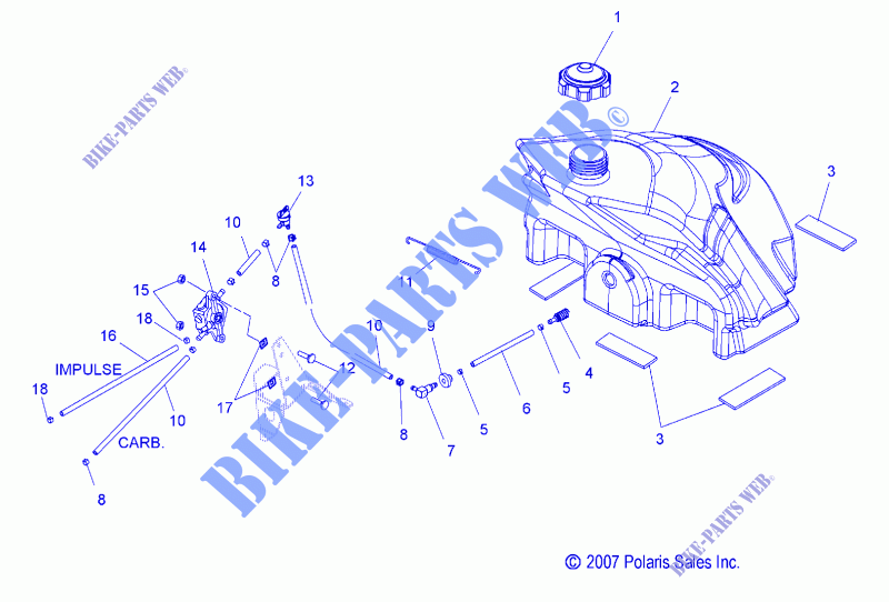 SISTEMA DE COMBUSTIBLE, GASOLINA TANK and BOMBA DE COMBUSTIBLE   S14MX6JSA/JEA (49SNOWGASOLINA11600RCR) para Polaris RACER 2014