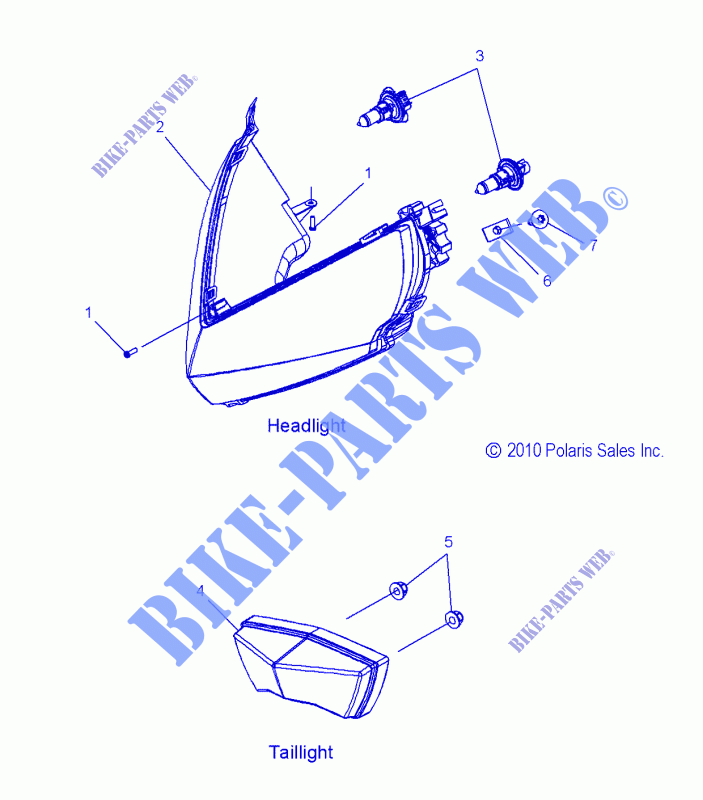 FARO and LUZ DE LA COLA   S14BP6GSA/GSL/GEL (49SNOWHEADLGHT11RUSH) para Polaris RUSH 2014