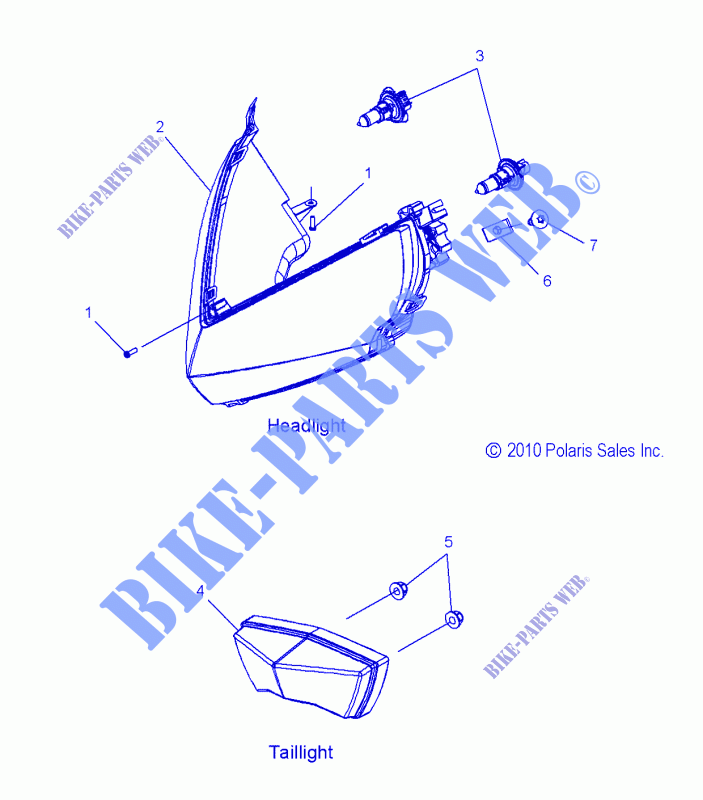 FARO and LUZ DE LA COLA   S14BA6GSL (49SNOWHEADLGHT11RUSH) para Polaris SWITCHBACK 2014