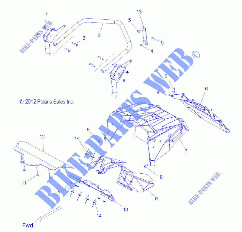 TOPE POSTERIOR Y CLOSEOFF   S14BA8GSL/GEL (49SNOWPARACHOQUESRR13RUSH) para Polaris SWITCHBACK 2014