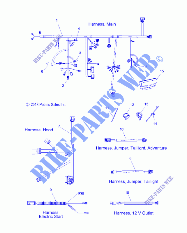 Mazo de cables   S14BA8GSL/GEL (49SNOWHARNESS148SBP) para Polaris SWITCHBACK 2014