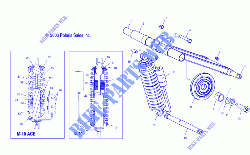 TRASERO ARM PAR (M 10)   S04ND4BS/BSA (4988678867C03) para Polaris CLASSIC 2004