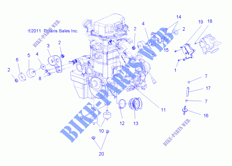 MOTOR, MOUNTING   A13CF76AA (49ATVMOTORMTG136X6) para Polaris SPORTSMAN 800 EFI 6X6 2013