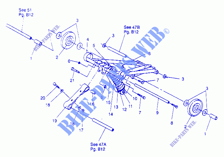 El par entre ARM WIDETRAK LX 0952064 and  EUROPEAN WIDETRAK LX E95 (4928942894B013) para Polaris WIDETRAK 1995