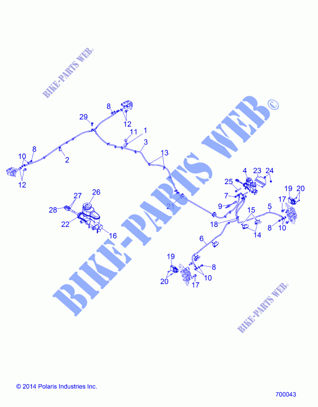 BRAKES, BRAKE LINES AND CILINDRO MAESTRO   D18B3/4PD1AJ (49BRUTUSBRAKELINE15) para Polaris BRUTUS HD PTO DELUXE DIESEL 2018