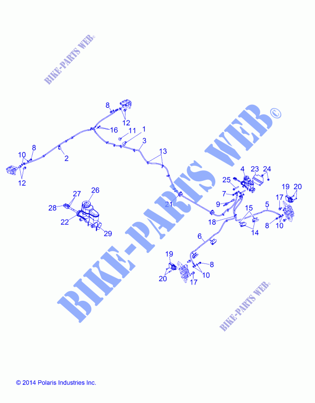 BRAKES, BRAKE LINES AND CILINDRO MAESTRO   D16B3PD1AJ/B4 (49BRUTUSBRAKELINE15) para Polaris BRUTUS HD PTO 2016