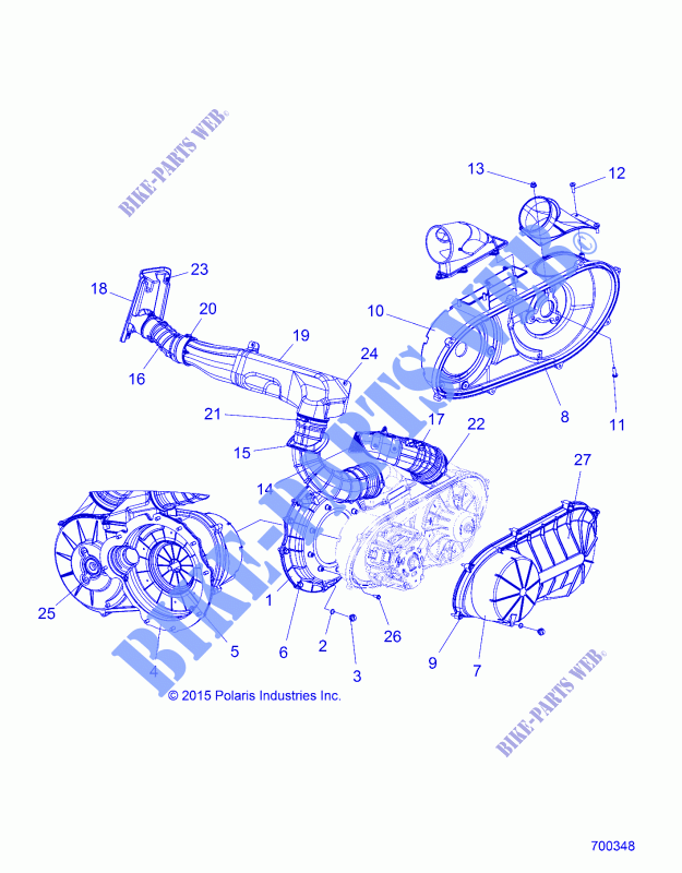 TAPA DEL EMBRAGUE AND DUCTING   R18RTED1F1/SD1C1 (700348) para Polaris RANGER 1000 DIESEL 3 SEAT POLAND 2018
