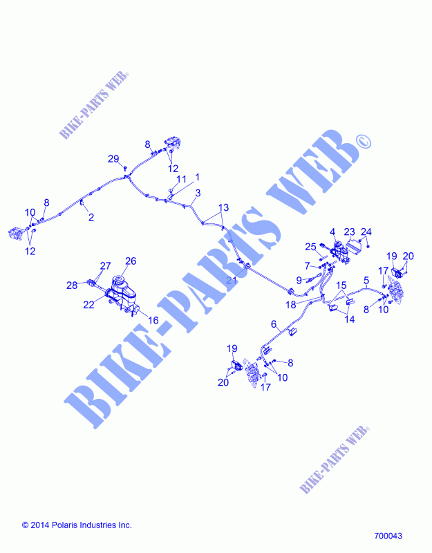 BRAKES, BRAKE LINES AND CILINDRO MAESTRO   R16B1PD1AA/2P (700043) para Polaris RANGER HST 2016