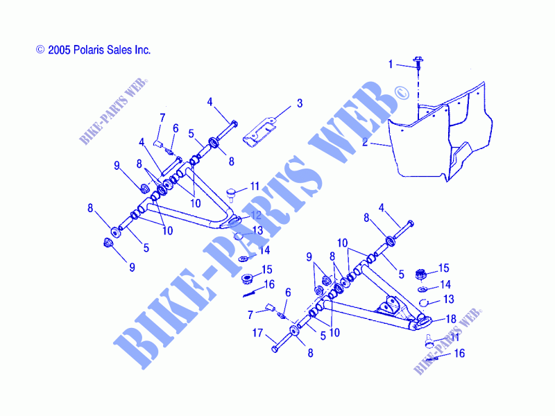 FRENTE brazos transversales y PIES   A06PB20VA/VB (4999202869920286B05) para Polaris SAWTOOTH QUAD 2006