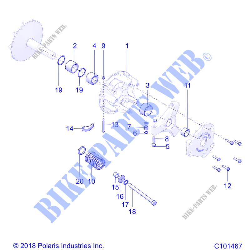 TREN, PRIMARY CLUTCH   A19SXA85B1/B4/SXE85BC/B9/ZBJ (C101467) para Polaris SPORTSMAN 850 SP 48 2019