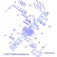 CILINDRO HEAD, CAM AND VALVES   A19SXS95CC/CR  para Polaris SPORTSMAN XP 1000 TRACTOR 2019