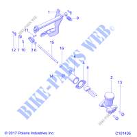 BRAKES, PEDAL AND CILINDRO MAESTRO MOUNTING   A18HZA15B4 (C101405) para Polaris RGR 150 EFI 2018