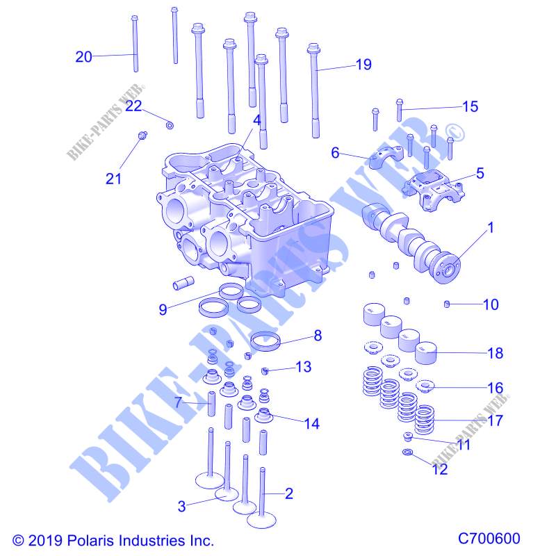 CILINDRO HEAD AND VALVES   R20TAA99A1/A7/B1/B7/E99A1/A7/A9/AM/AS/AZ/B1/B7/B9/BM/BS/BZ (C700600) para Polaris RANGER 1000 FULL SIZE 2020