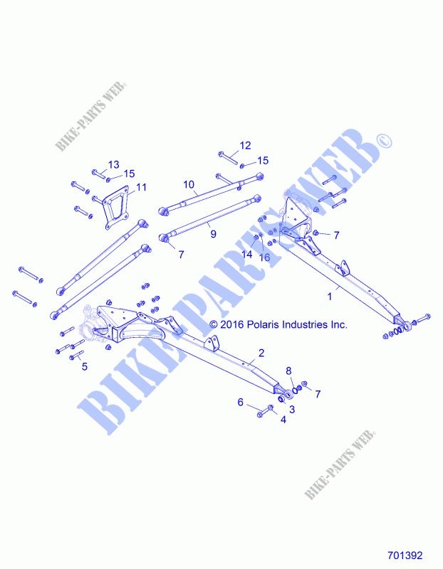 SUSPENSION TRASERA CONTROL ARMS   Z18VDE92BB/BM/BS/BU/L92BK (701392) para Polaris RZR XP TURBO 2018