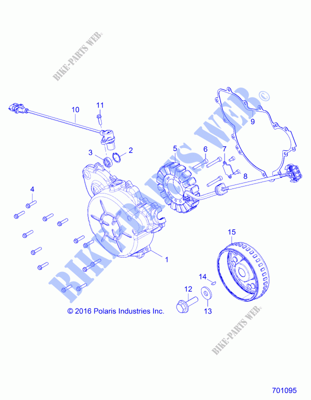MOTOR, STATOR AND COVER   Z18VBA87B2/E87BK/BU/LK/BR (701095) para Polaris RZR 900 60 INCH ALL OPTIONS 2018