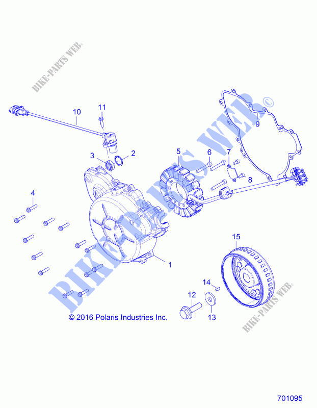 MOTOR, STATOR AND COVER   Z17VBS87C2/CB/E87F2 (701095) para Polaris 	RZR 900 60 INCH EU/TRACTOR 2017      