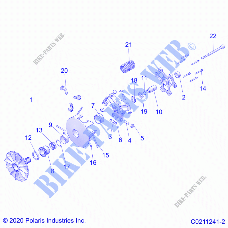 DRIVE TRAIN, PRIMARY EMBRAGUE   A21SHY57AL/BL/Z57AD/BD (C0211241 2) para Polaris SPORTSMAN 570 SP TRAIL PACKAGE 2021