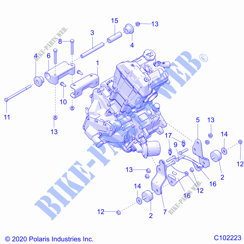 MOTOR, MOUNTING   A21SEA57F1/T57C1/C2/F1 (C102223) para Polaris SPORTSMAN 570 EU / ZUG / TRACTOR 2021