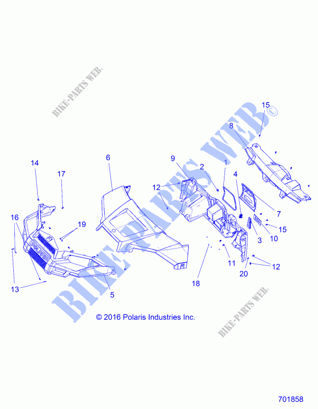 BODY, CAPUCHA, DASH AND GRILL   R21MAAE4F4/F9 (701858) para Polaris RANGER EV MD 2021