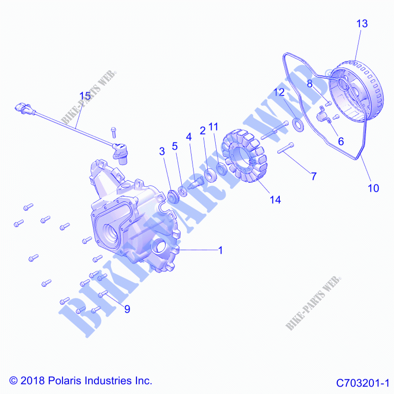 ENGINE, STATOR COVER AND FLYRUEDA   Z21CHA57A2/K2/E57AK (C703201 1) para Polaris RZR TRAIL 570 2021