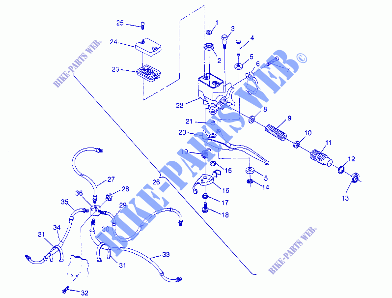 CONTROLES   CILINDRO MAESTRO/FRENO LINE Sportsman 4x4 W948040 (4926842684B011) para Polaris SPORTSMAN 4X4 1994